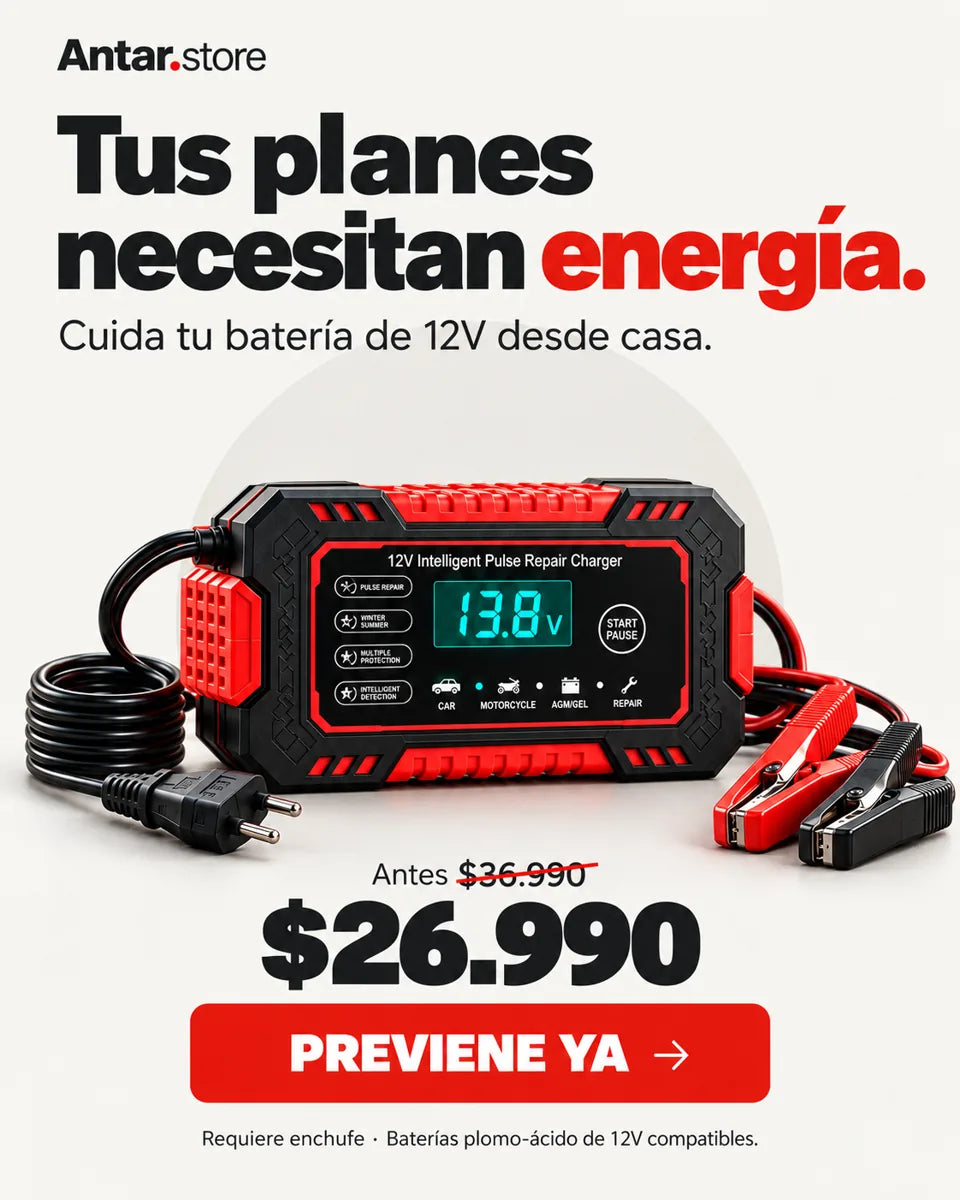 Anuncio minimalista Antar.store: cargador de 12V por $26.990